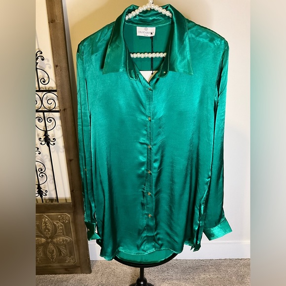 Chloe Kristyn Bettina Top in emerald green - size medium - new with tags - Picture 5 of 10